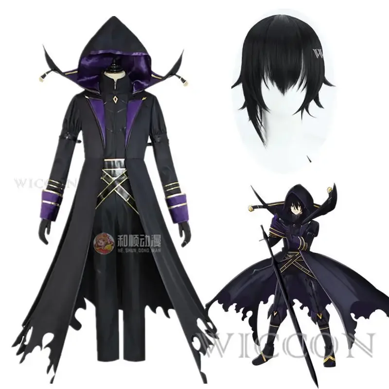 Kagenou Cid Cosplay Costume Wig Anime The Eminence In Shadow Minoru Kageno Black Uniform Shadow Garden Cloak Belt Gloves Outfit