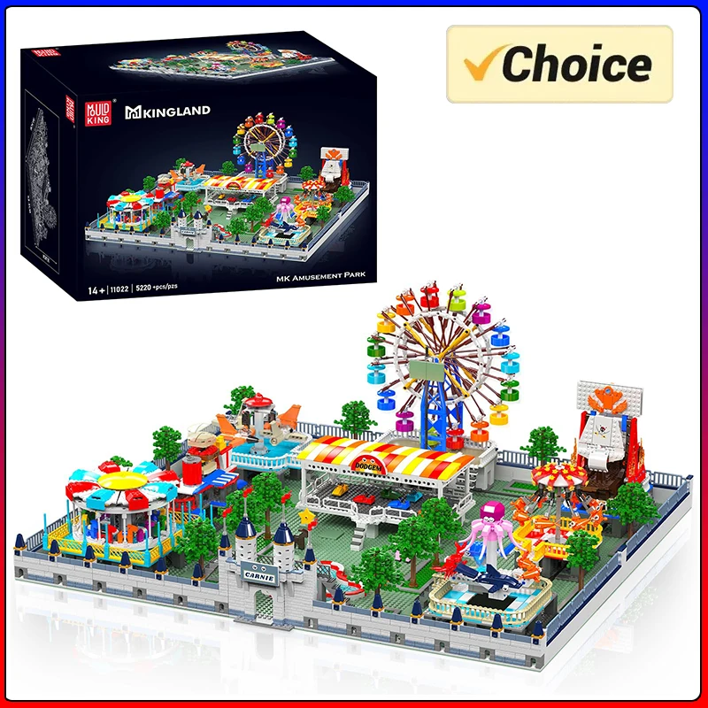 

Набор строительных блоков Mould King 11022 «Аттракционы»: Моторизованный парк развлечений MK, набор для сборки американских горок, подарок на Рождество для детей