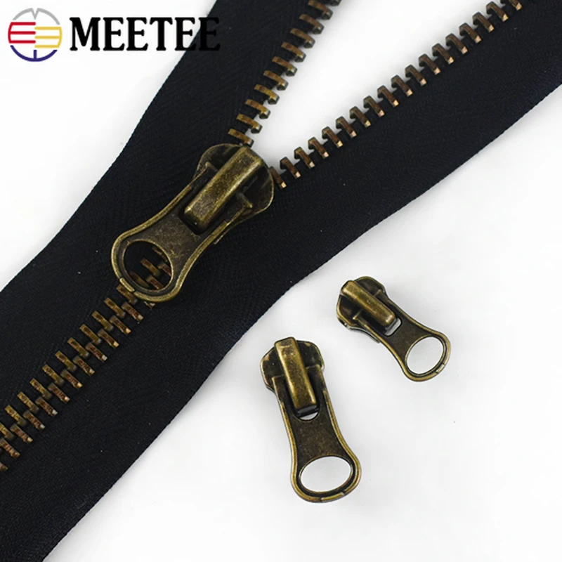 Meetee-Bronze Zipper Puller, Slider Cabeça para Zíperes de Metal, Vestuário Mochila, Acessórios de Costura, 3 #, 5 #, 8 #, 10, 20, 30, 40, 50Pcs