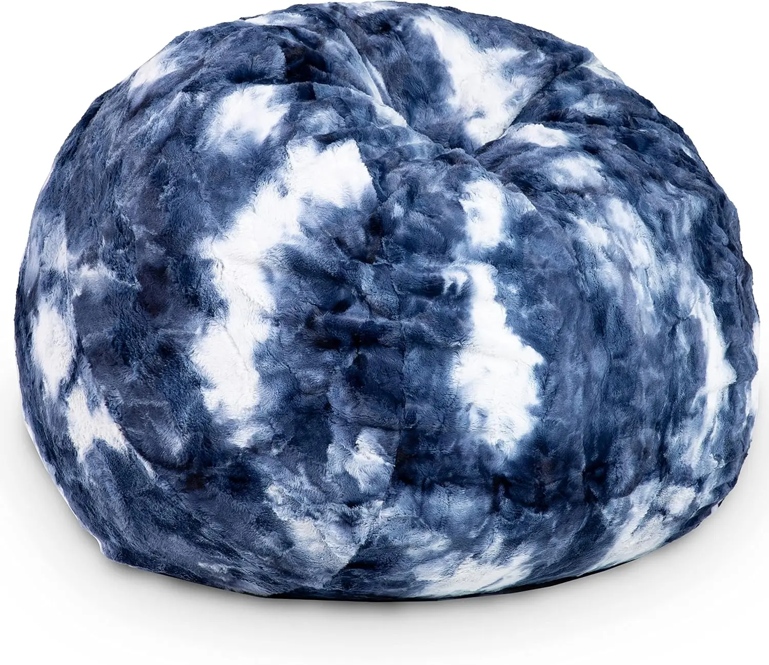 Saxx 3 Foot Bean Bag Chair - Faux Fur - Fun Colors, Blue & White Print