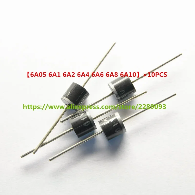 High Quality (6A05 6A1 6A2 6A4 6A6 6A8 6A10)*10PCS 6A 50V 100V 200V 400V 600V 800V 1000V R-6 Diode Assorted Kit Package