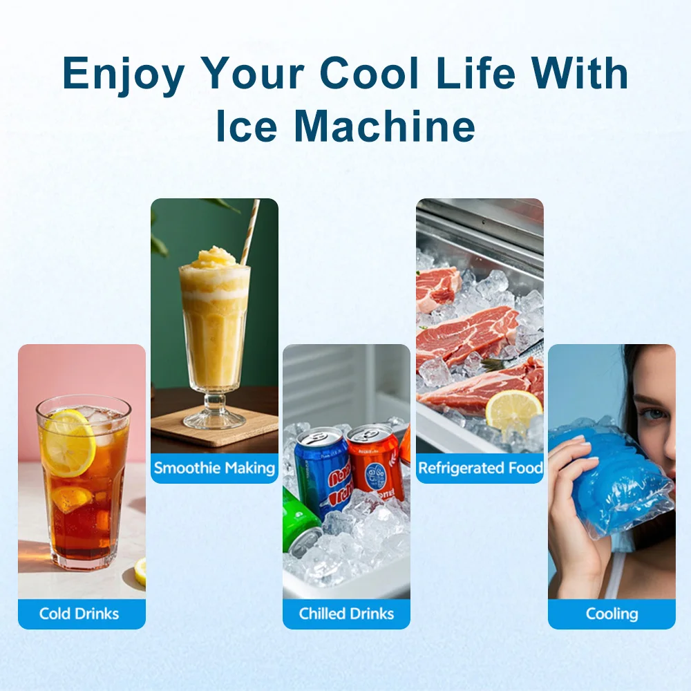 Ice Maker Countertop 120W 1.5L Water Tank 15kg per 24h Production 8-15 Mins Quick Ice Bullet Shape with Self Cleaning for Home Kitchen Office Bar UK EU Plug – Detail 3