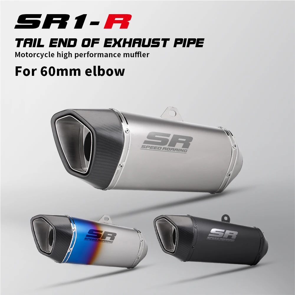 

60mm motorcycle exhaust pipe genuine carbon fiber SR project SR1-R exhaust pipe muffler
