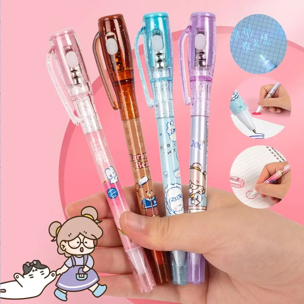 Mysteriously Disappearing Cute Invisible Marker With Small Light Gel Pen Invisible Ballpoint Pen Double Head Led UV Lamp