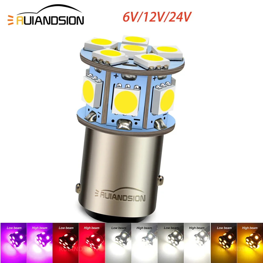 

RUIANDSION 1157 Turn Signal Lamps BAY15D P21/5W R10W Bulb Car Moto 12SMD 5050 DRL 6V 12V 24V AC/DC 4300K Brake Lights Many color