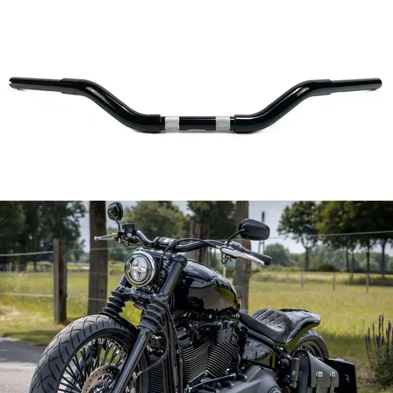 Фото Мотоциклетный руль 1-1/4 дюйма с крутящим моментом для Harley Softail classic deluxe Road King Fat boy Street Bob v-rod LOW Rider Custom