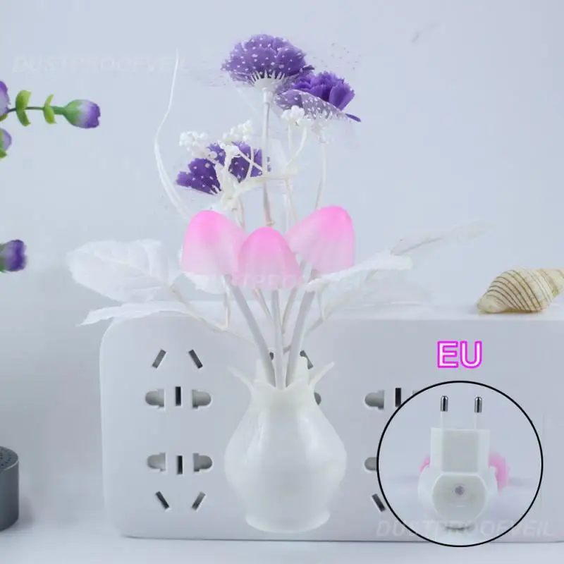 Luz LED nocturna con Sensor automático, luz nocturna de sueño, flor rosa, seta, enchufe de ahorro de energía, 1-10 piezas