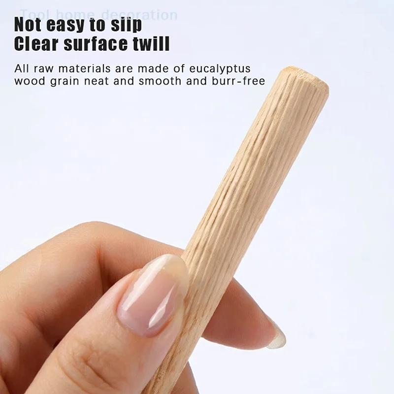 Premium Round Fluted Wooden Dowel Pins for Cabinet Drawer, Packed in 100s, Fit for Drill Jigs