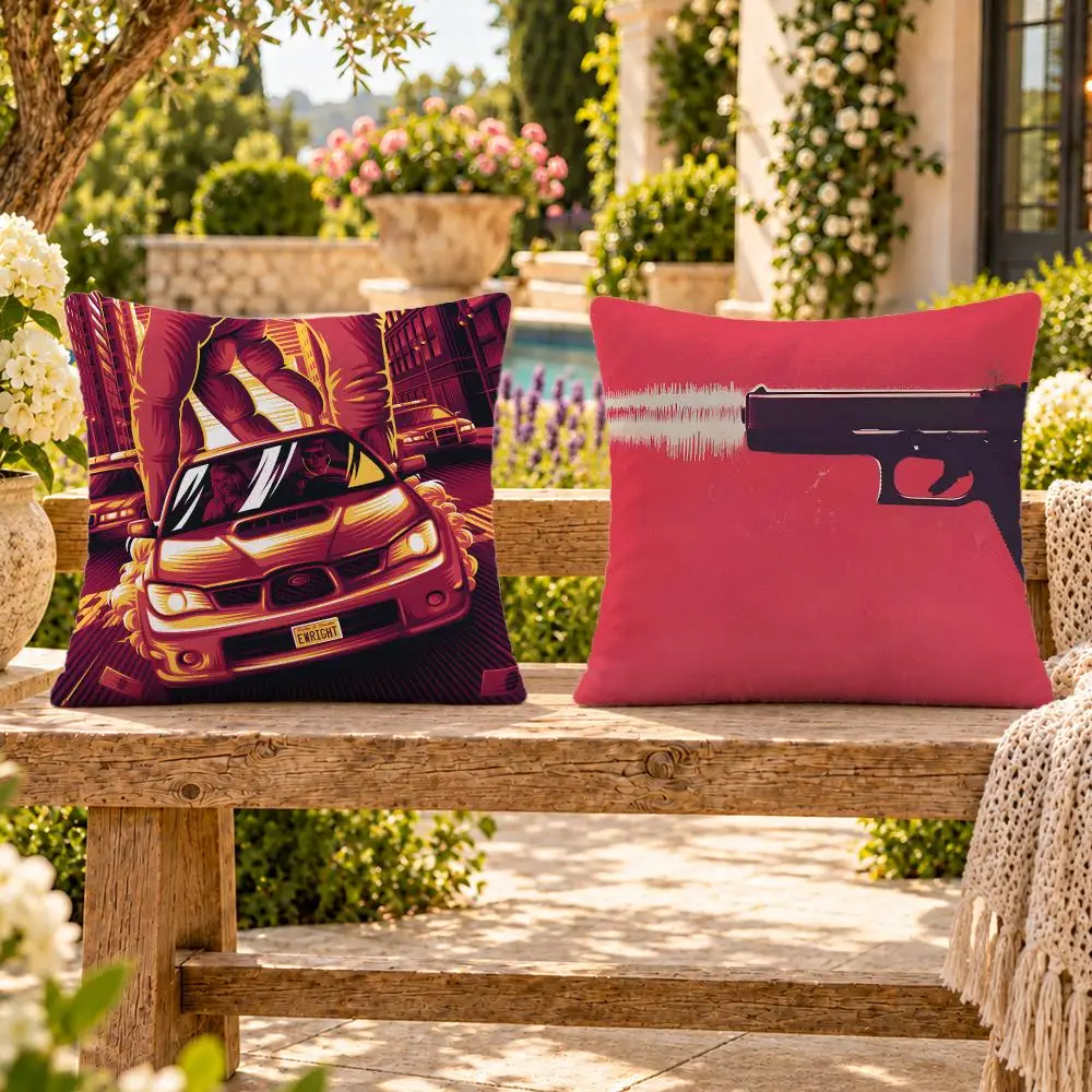Movie Action Crime Baby Driver Cushion Cover Soft Plush Throw Pillow Cover Washable Sofa Bed Patio Chair Home Decor
