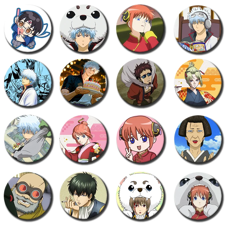 58mm 1PC Anime Role G-Gintama New Movie Cosplay COSTUME Badge Pin SPTE Tinplate Brooch Prop Gilf