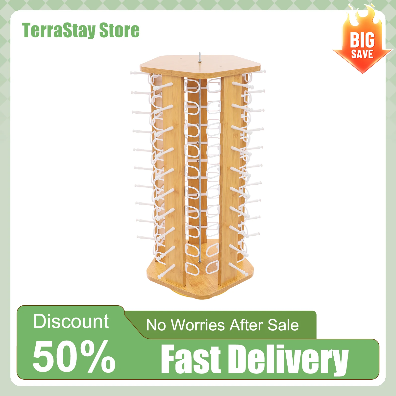 50-Pair Rotating Glasses Display Stand Eyewear Stores Storage Rack for Retail Shops Commercial Places Entrances Log Color