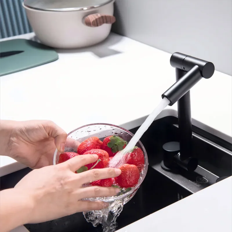 304 Stainless Steel Folding Sink Faucet for Small Single Slot Bar Counter Hot and Cold Water Tap Hidden Design Inner Window