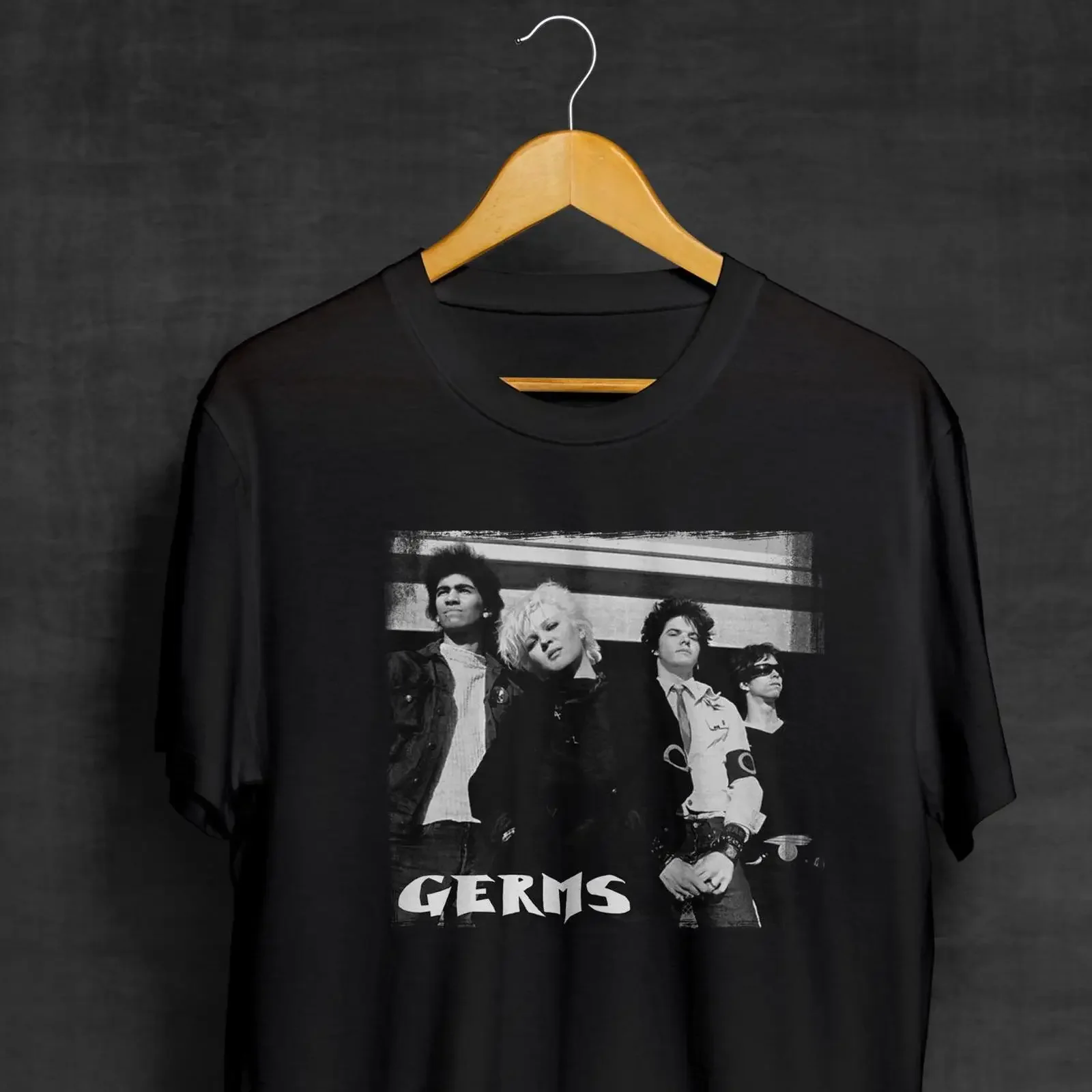 Germs Black T Shirt Band Punk Rock vintage Washed Stretched Top For Everyday Wear Comfortable Slightly Breathable Versatile