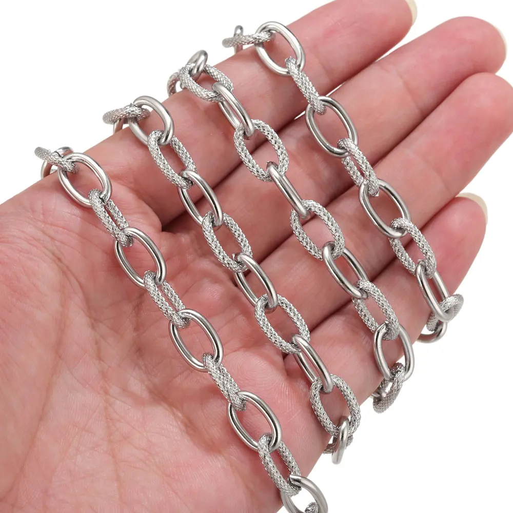 1 Meter lange Punk-Kubanerkette aus Edelstahl für die Schmuckherstellung, Nadelarbeiten, DIY-Halskette, Armband, Schmuckkette, Bastelbedarf – Detail 5