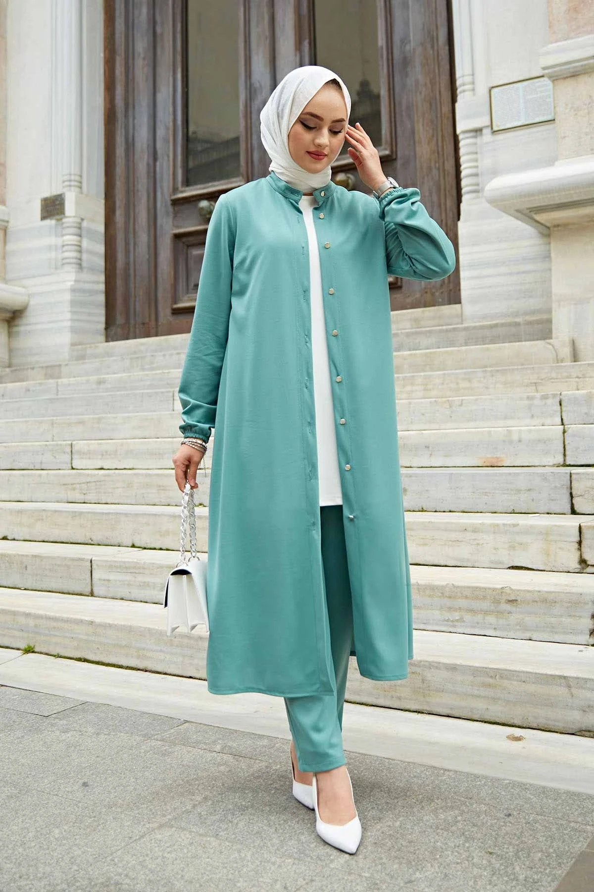 Women's Classic Dual Suit Kombin Bottom Top Muslim dress hijab Muslim üstleri women suit 2021 abayas abaya