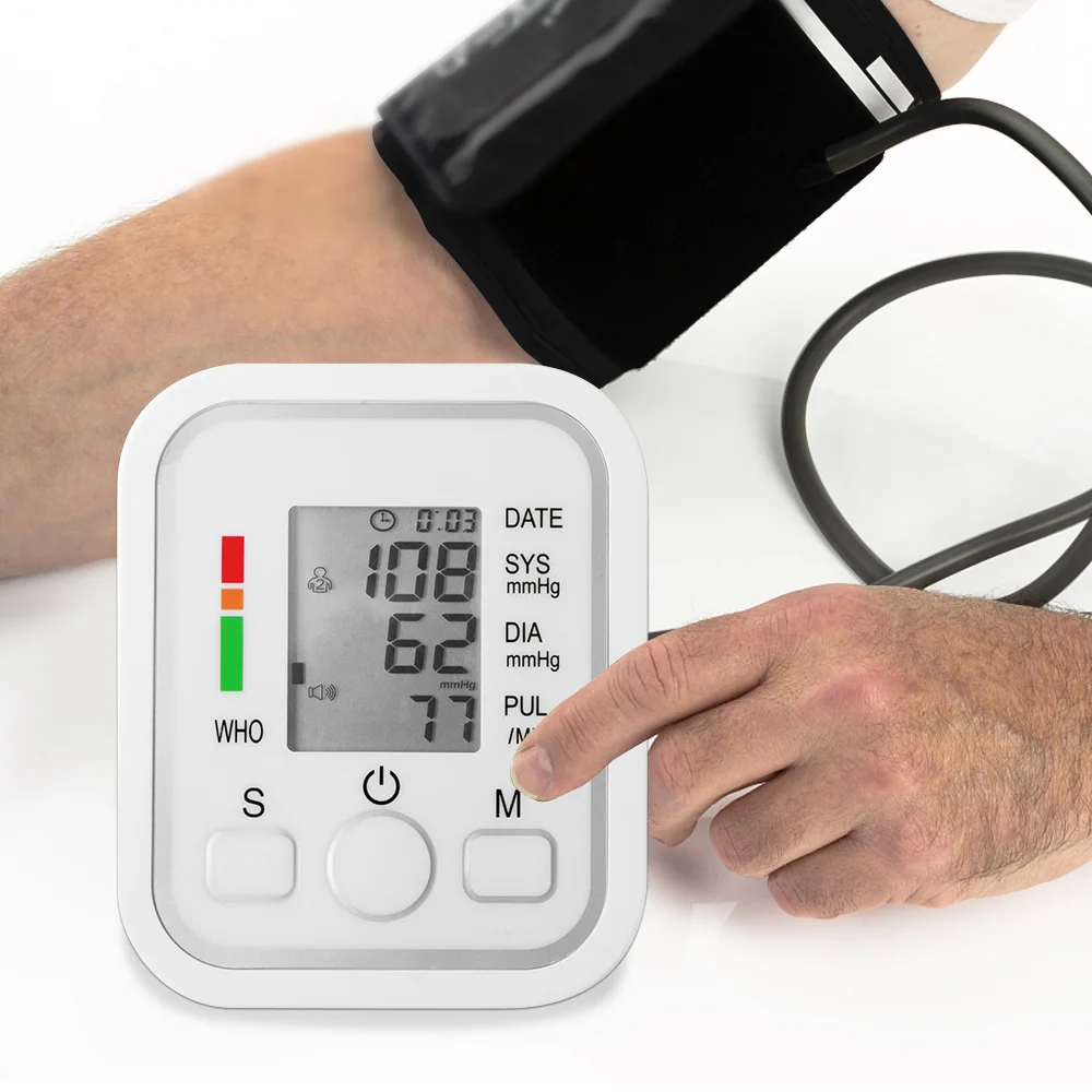 Portable Upper Arm BP Meter Electronic Digital Blood Pressure Monitors Automatic Measurement Tonometer Shut Off Sphygmomanometer