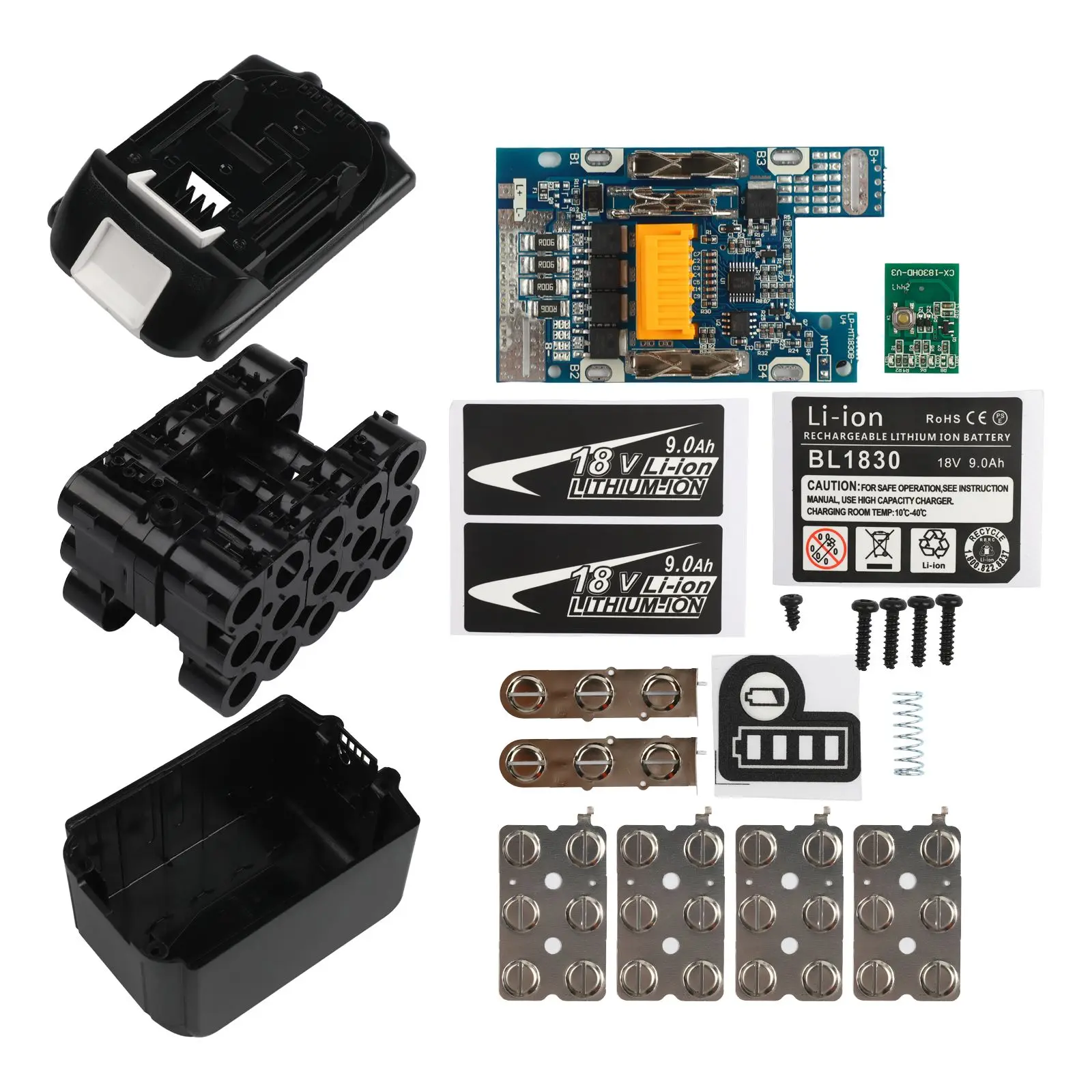 

Комплект корпуса для аккумулятора BL1890 с комплексной системой защиты, разработанный для пользователей, занимающихся DIY-проектами, с рейтингом для 18-вольтовых систем.