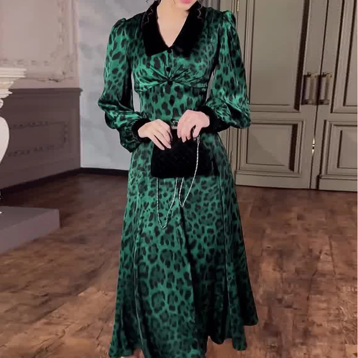 Dress Women Leopard Print Eid Muslim Abaya Party Slim Dresses Ramadan Morocco Robe Jalabiya Dubai Islam Arab Vestidos Abayas