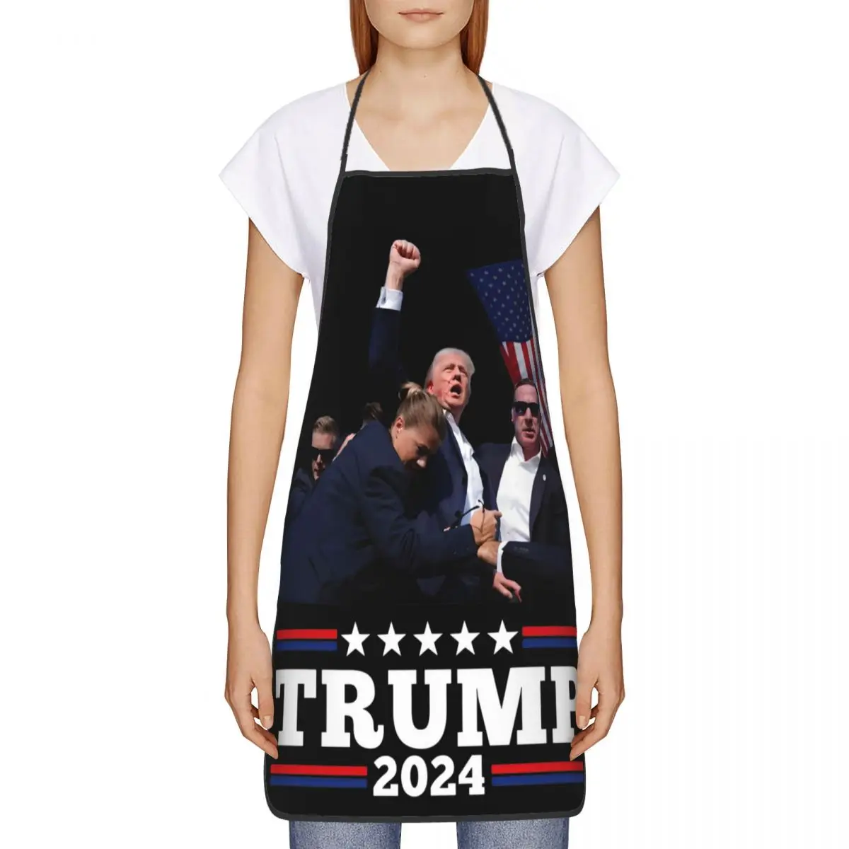 Donald Trump Polyester Apron MAGA Santa Xmas 52*72cm Kitchen Baking Bib Tablier Hotel Pinafores for Chef Barista