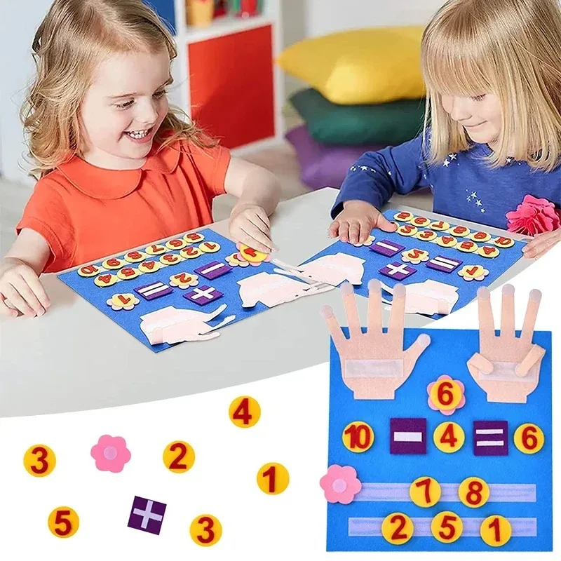 Children Felt Number Addition Subtraction Math Board Montessori Toy Finger Numbers Counting Learning Educational Toys