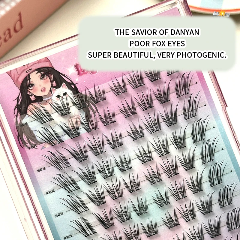 Sztuczne rzęsy Life Girls Fox, bez kleju, naturalne na zdjęciach, mikro-kręcenie, gęste, naturalny makijaż, dla początkujących.