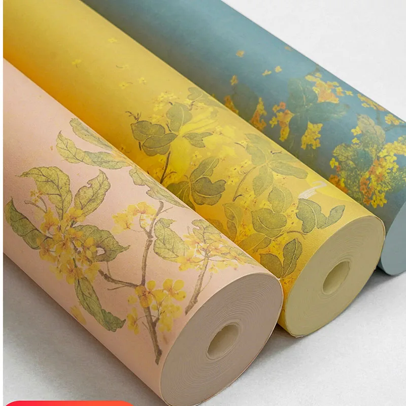 Chinese Wax-Resist Dyed Calligraphy Paper Roll, Half-Ripe Xuan Paper Blank Scroll 34cm x 10m, Soft Brush Pen Practice Roll