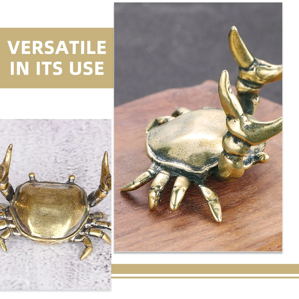 Retro Crab Ornament Single Pencil Racks Realistic Figurine Sculpture Alloy Gold Tea Pet