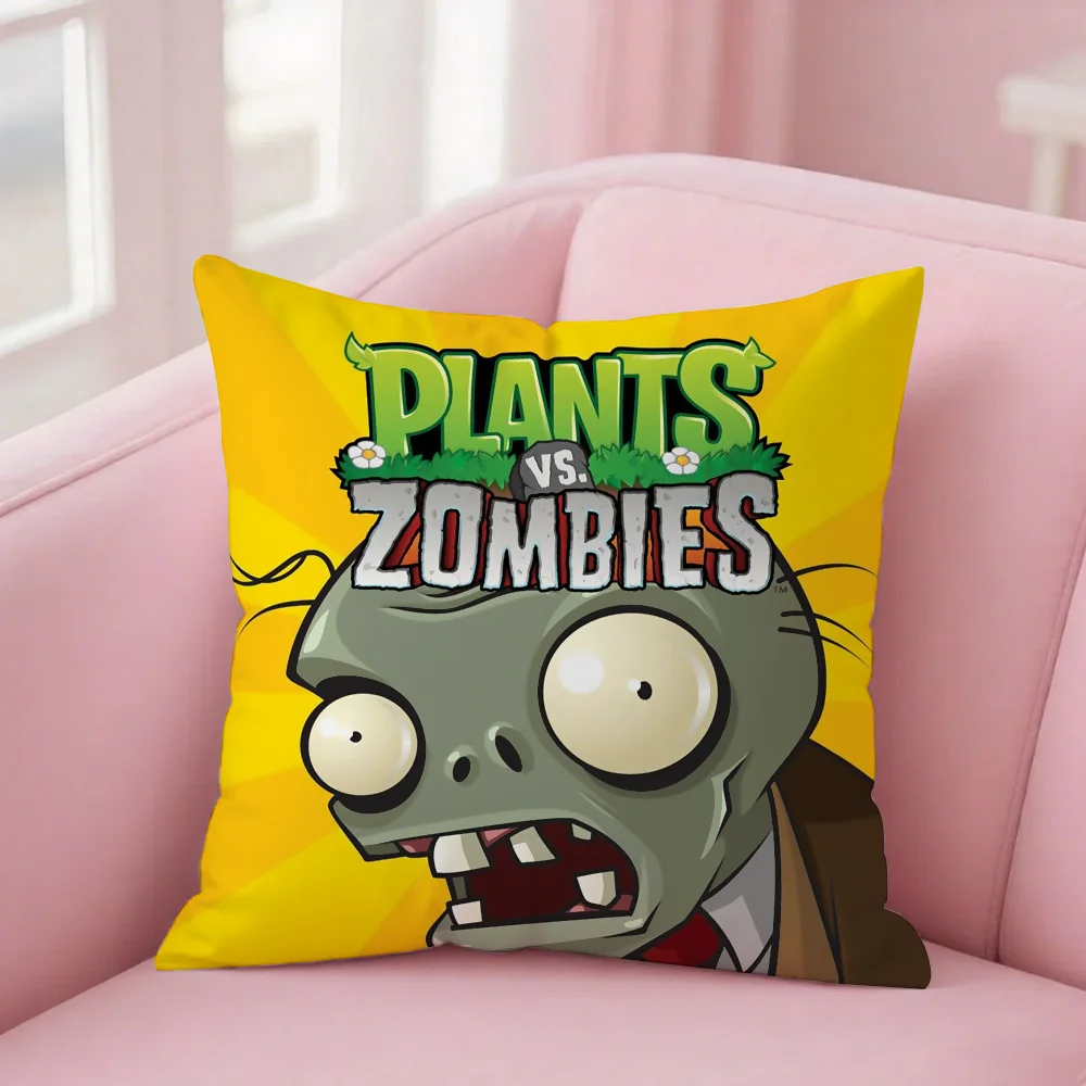 لعبة P-Plants Vs Z-Zombies Strategy كيس وسادة مربع على الوجهين الطباعة قصيرة أفخم غطاء وسادة أريكة غرفة نوم السرير #2