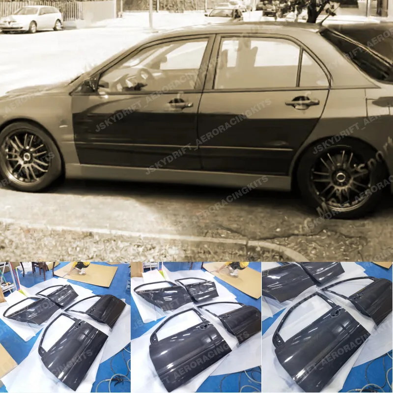 For Mitsubishi Evo 7 8 9 Front & Rear Door Replacement Carbon Fiber 4pcs car BodyKits