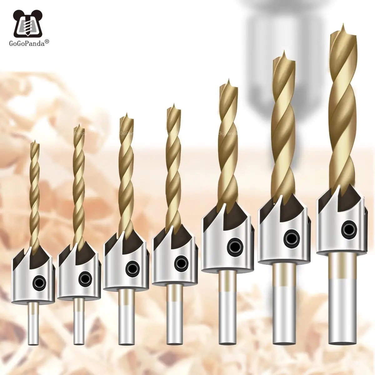 Free Shipping 7pcs 3mm-10mm HSS 5 Flute Countersink Drill Bit Set Carpentry Reamer Woodworking Chamfer End Milling Hole Wood