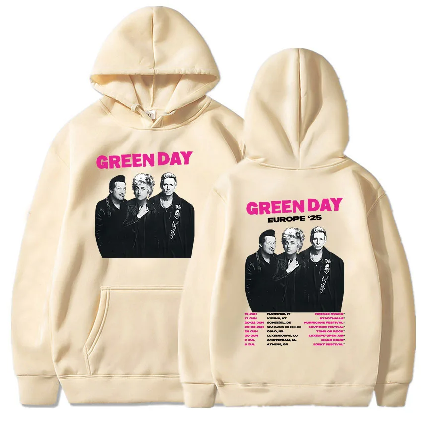 Band Green Day Europe '25 Hoodies Hip Hop Fashion Unisex Streetwear Hooded Long Sleeve Men/Women Sudaderas Hombre Heavy Mental