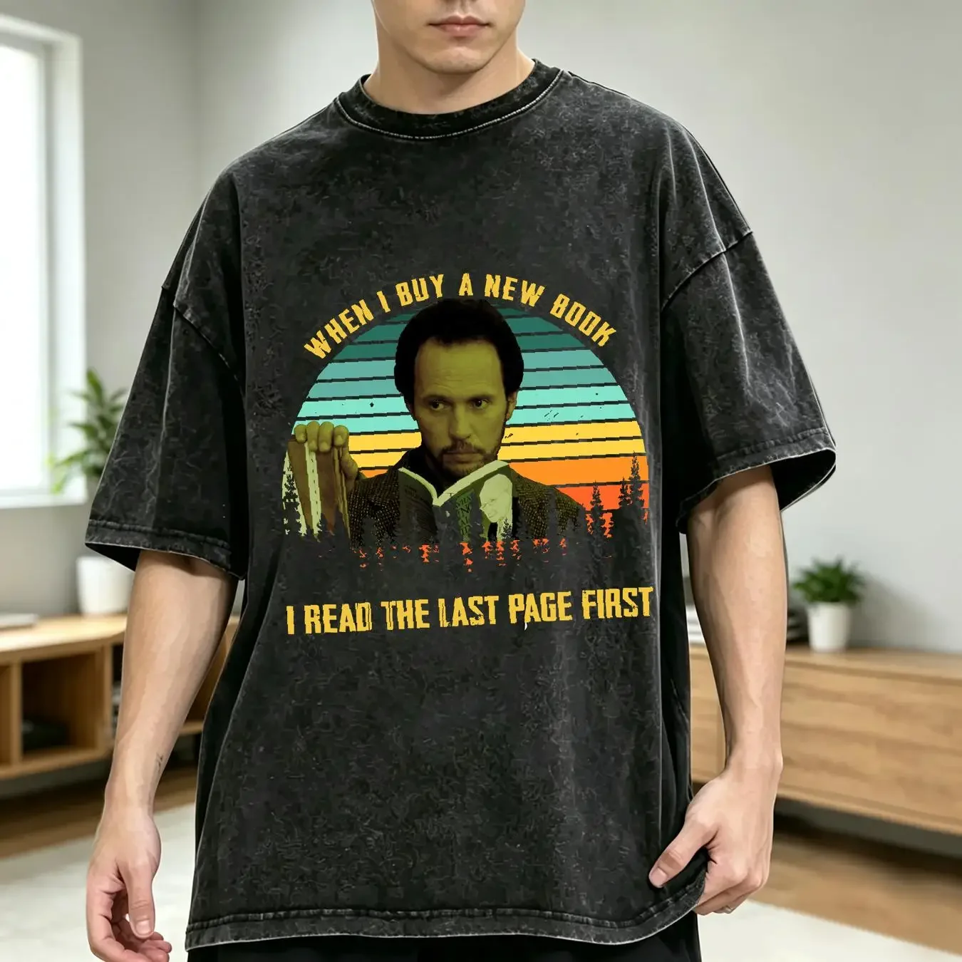 washed T Shirt When I Buy A New Book Read The Last Page First Sunset Vintage Retro SweaT long or short sleeves vintage Washed