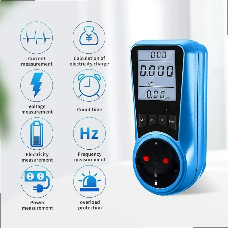 Digital Current Meter AC 230V Power Energy Voltmeter Watt Socket Analyzer EU Plug