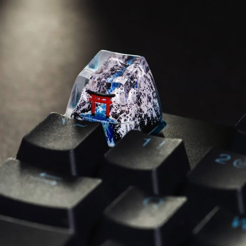 Organism Resin Keycap Creactive Art Keyboard Decoration Snowy Mountains Figure Theme 3D Landscape Replaceable Keyboard Keys