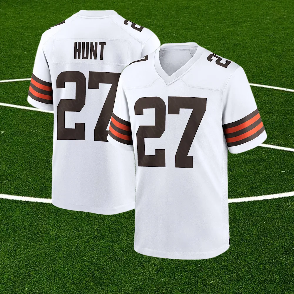 White Jersey No.73/27/2 Classic short-Sleeved Outdoorray Amari Kareem Hunt Joe Thomas Cleveland Browns Clothing Top