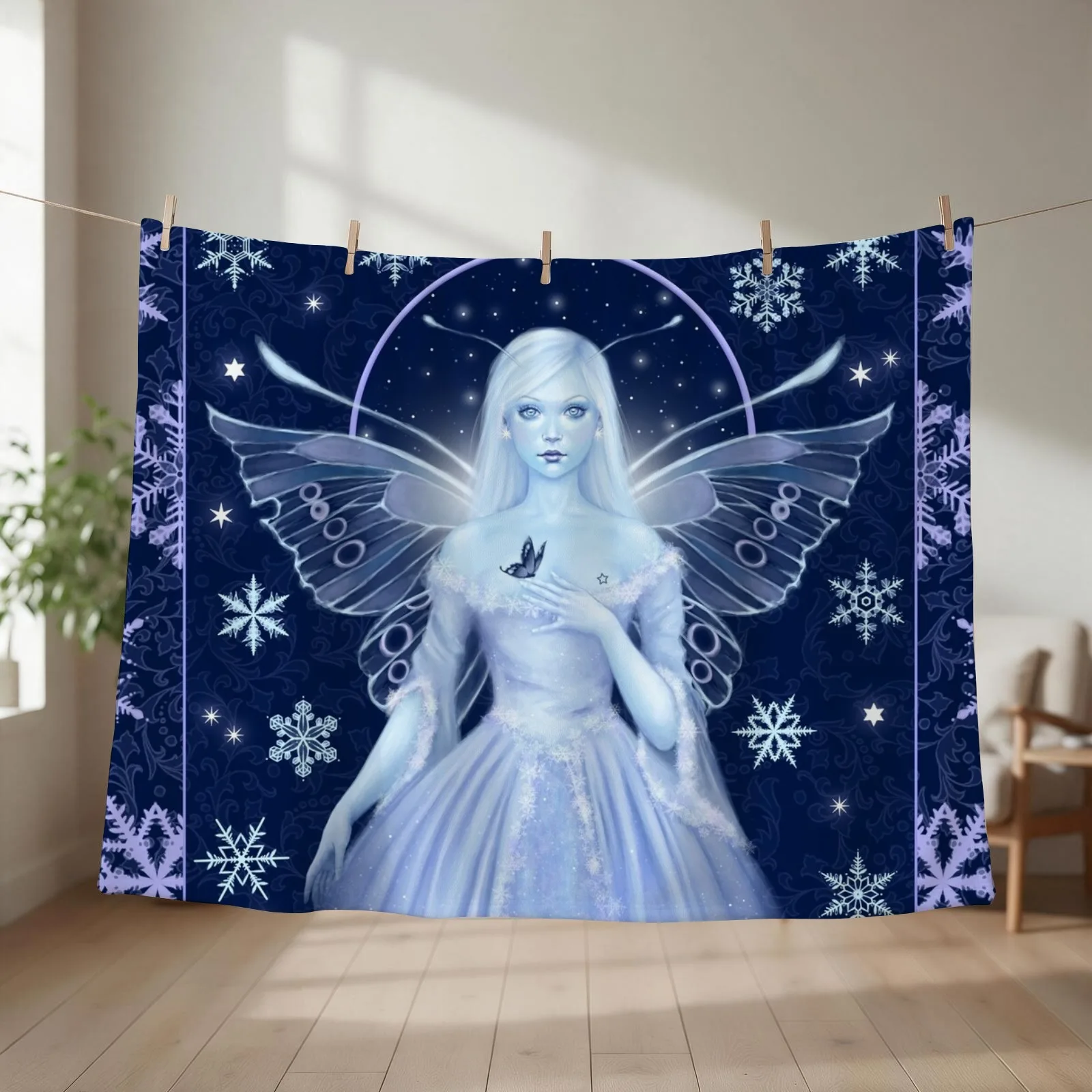 Snow Fairy Throw Blanket Soft Big Personalized Gift for sofa anime Blankets