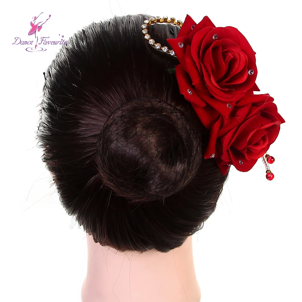 HB012 Red Rose Flowers Ballet Headpiece Don Quixote or Paquita Headwear Red Ballerina Hair Wear