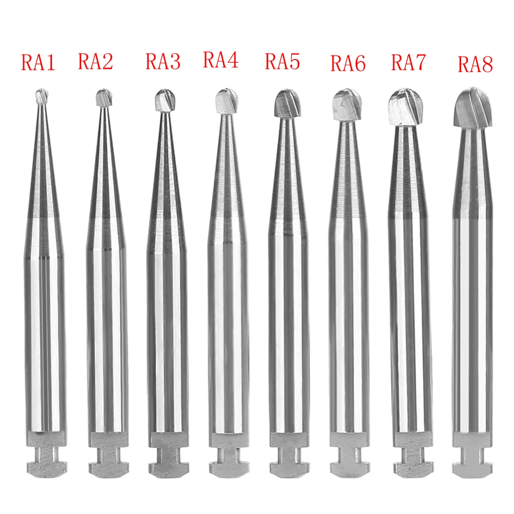 5 sztuk/pudło wierteł dentystycznych z węglika wolframu niska prędkość okrągłych wierteł RA stal wolframowa typ zatrzaskowy trzonkiem w celu turbina