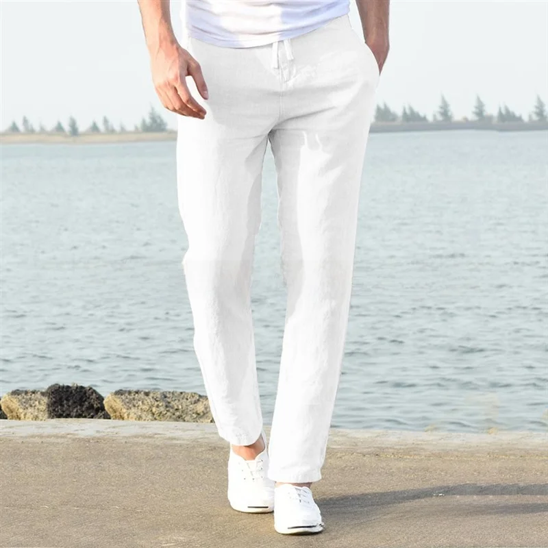 

New 2023 Men's Casual Loose Pure Color Elastic Waist Corduroy Long Pants Straight Leg Comfortable Fit Color Busin Tr...