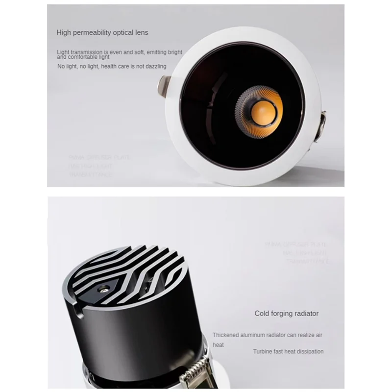 Anti-Glare LED Spotlight, Dimmable Recessed Downlight