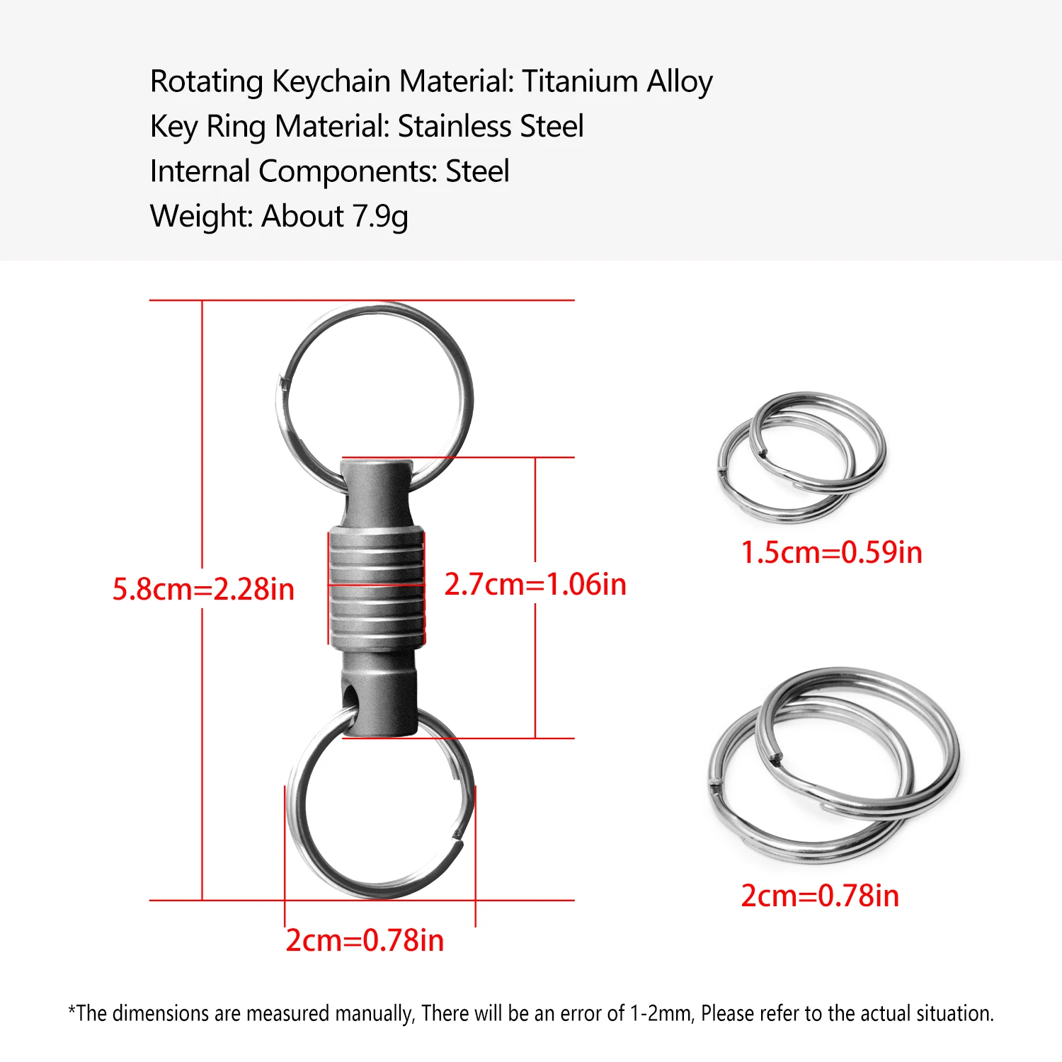 Titanium Alloy Keychain EDC Multifunctional Outdoor Tool Portable 360 ° Rotation Quick Pull Buckle With A Large Circle