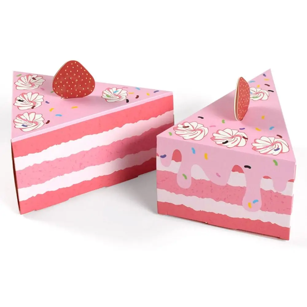 10 Pcs Paper Triangle Cake Shape Candy Boxes DIY Cute Triangle Gift Boxes Birthday Party Creative Gift Packaging Box