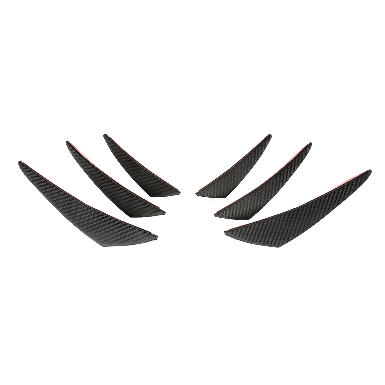 6pcs Universal Car Black Carbon Fiber Front Bumper Spoiler Wing Car Styling Accessories Bumper Lip Rubber Fin Splitter