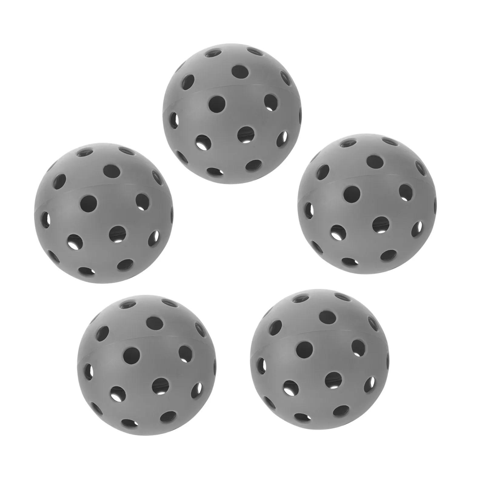 

5Pcs Pickleball Practice Balls Soft Hollow Plastic Trainers Gray 2.91 Inch Outdoor Indoor Training Accessories 40 Hole High