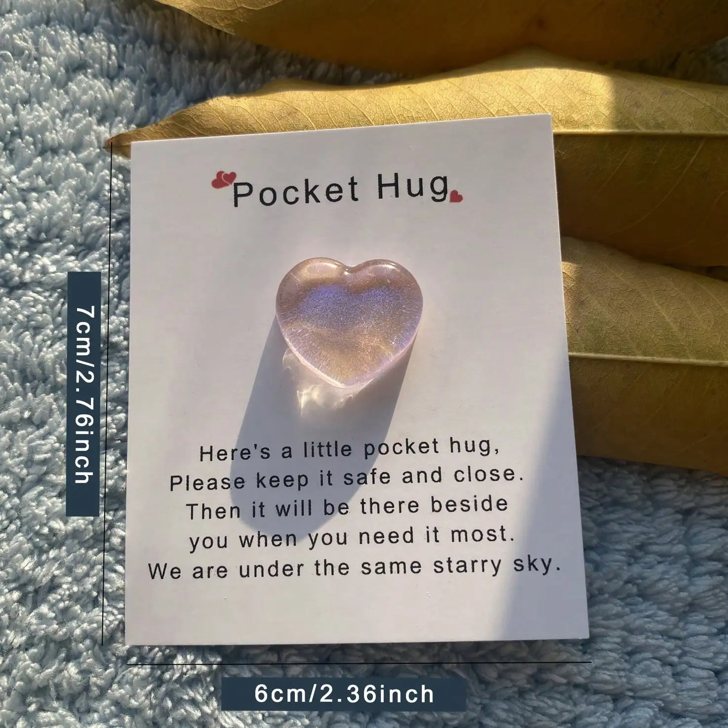1pc, A Tiny Little Pocket Hug Poem Card,Thinking Of You Gift Cute Resin Animal Decoration With EncouragingGreeting Card