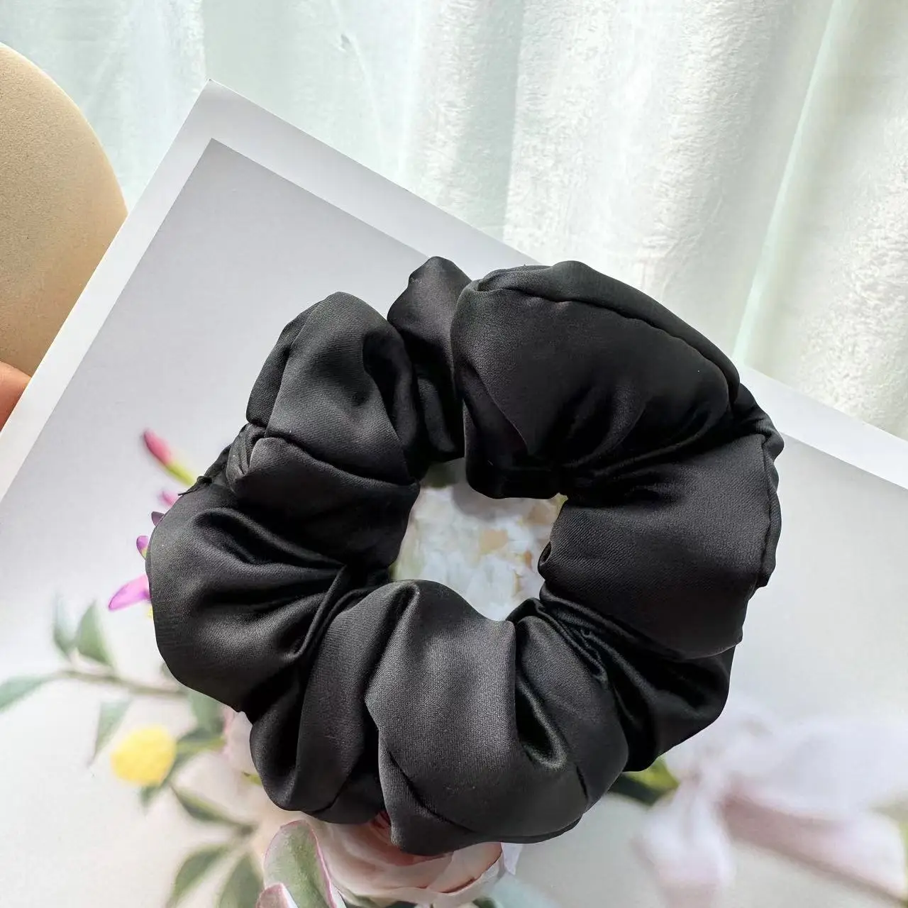 Large Scrunchies With Cottons in Scrunchy for Hair Headwear Hair Accessories Black Hair Ties Elastic