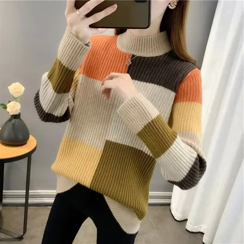 

Осенне-зимний женский свитер с высоким воротником, свободная верхняя одежда, модный удобный женский трикотаж для кулерных месяцев