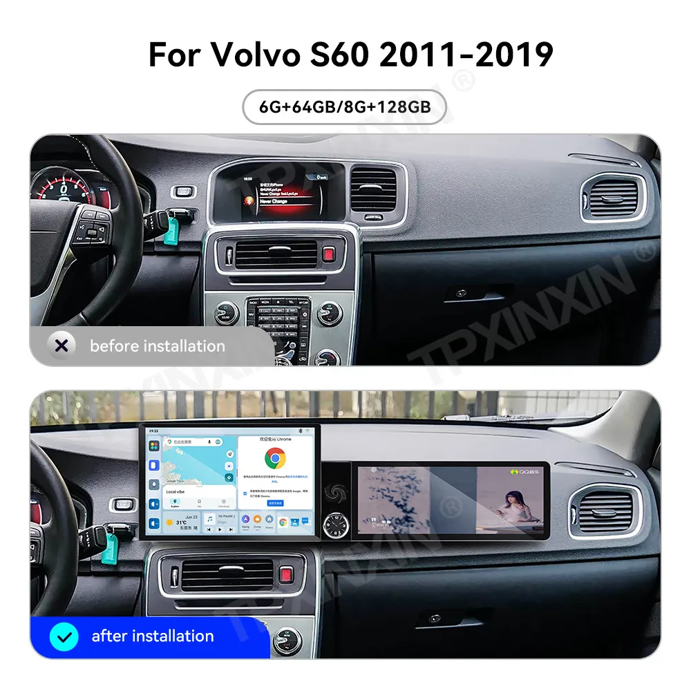 Different Type Dual Screen Car Radio For Volvo S60 2011-2019 Car Multimedia Video Player GPS Navigation Carplay Head Unit