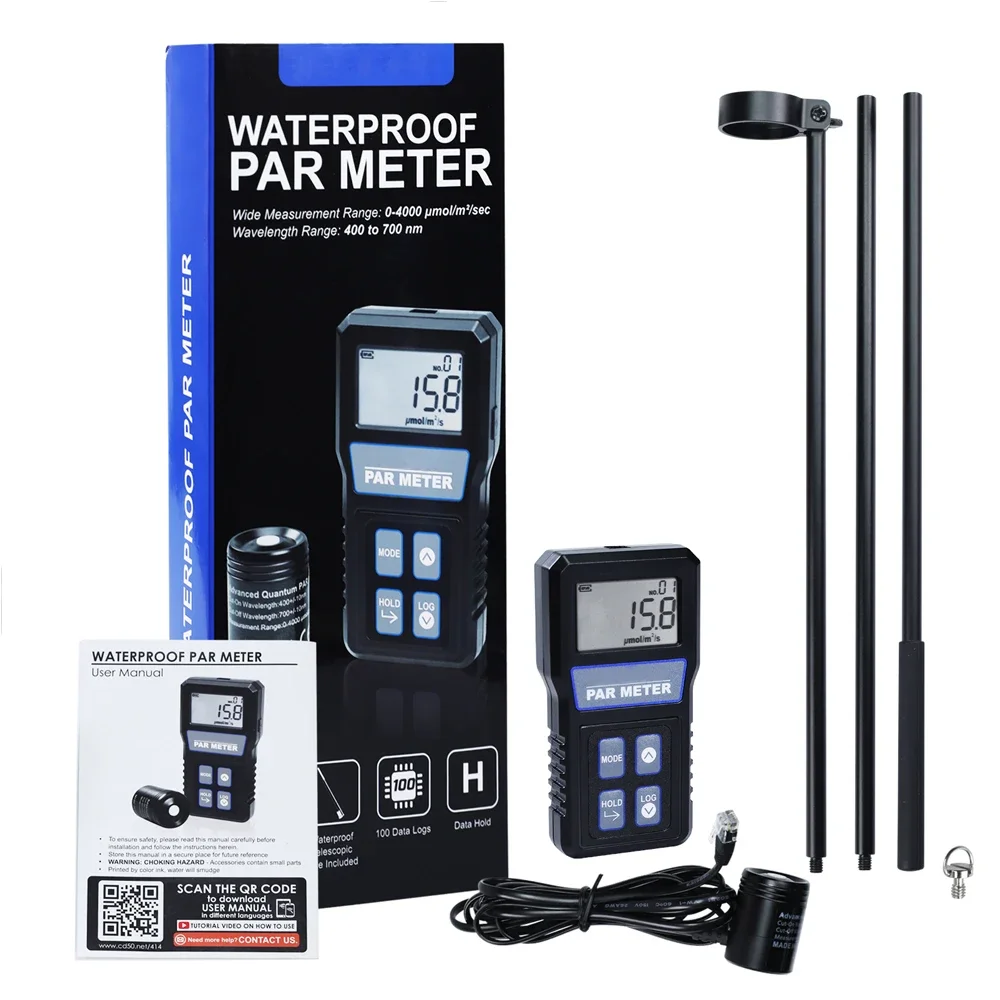 PAR Meter PPFD Photosynthetic Activity Full Spectrum Quantum Sensor IP68 Underwater Aquarium Reef (OEM Packaging Available)