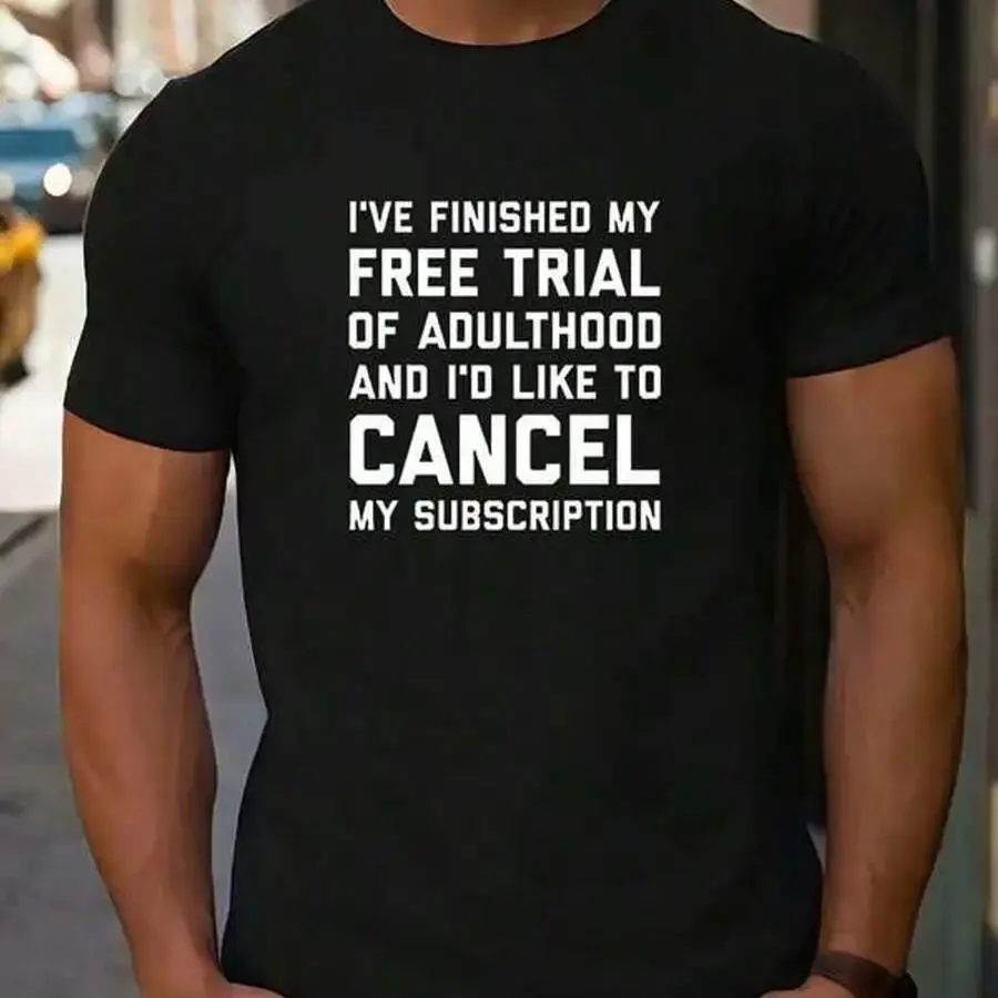 Funniest Adulting Cancellation Quote Graphic Tee For Men - Soft Crew Neck, Durable Polyester, Knitted Fabric, Casual Style, Slig